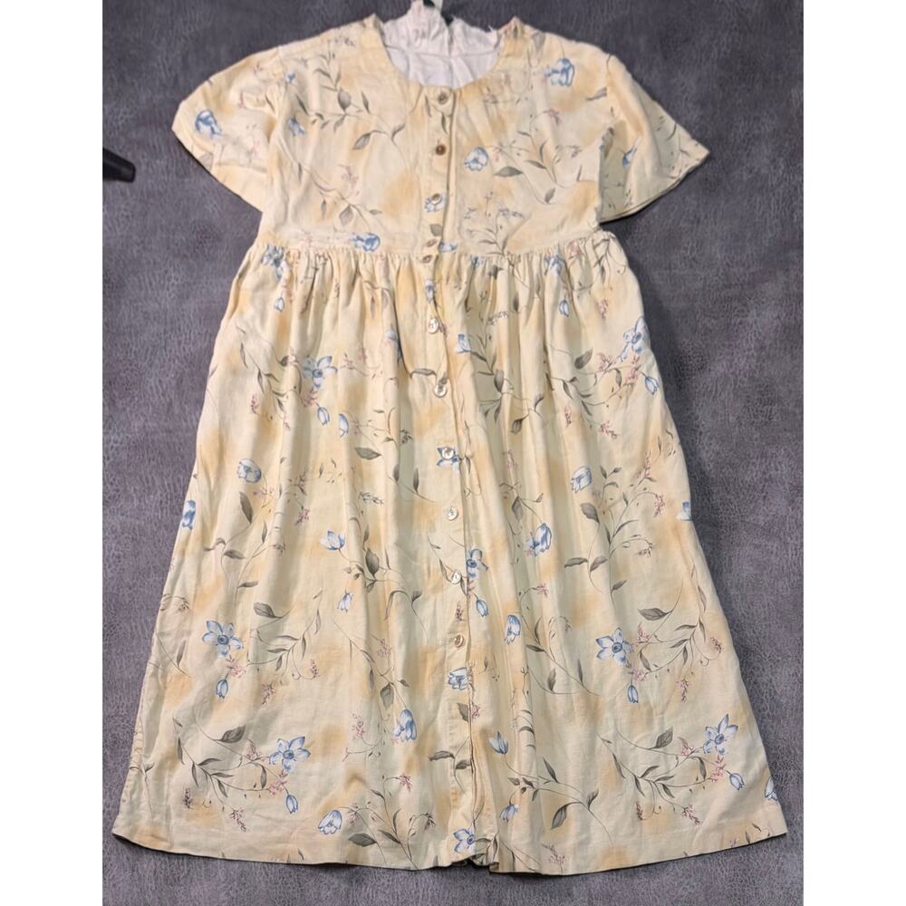 Vintage Manor House Floral Pastel Yellow Maxi Dress - Picture 5 of 7